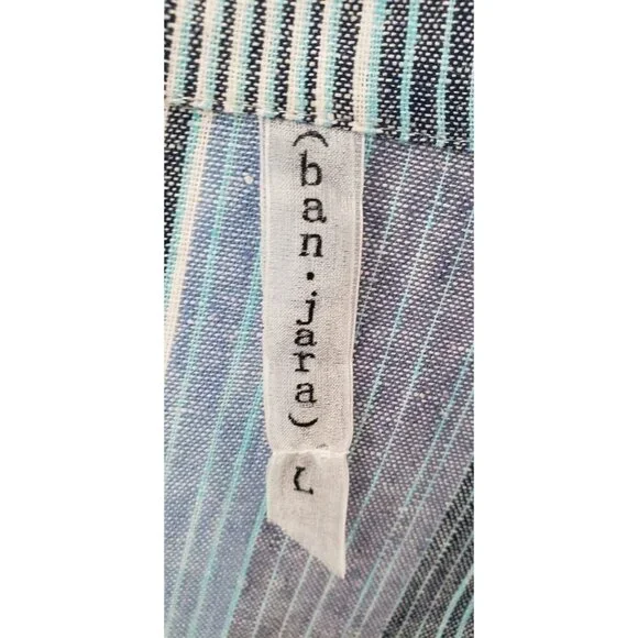 BAN•JARA OPEN FRONT STRIPED 3/4 SLEEVES BLAZER LARGE - Picture 6 of 7